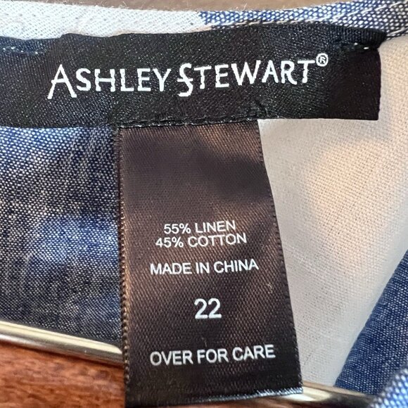 Ashley Stewart Maxi Dress Women’s Size 22 Striped Blue & White Pockets Zipper - Picture 10 of 15